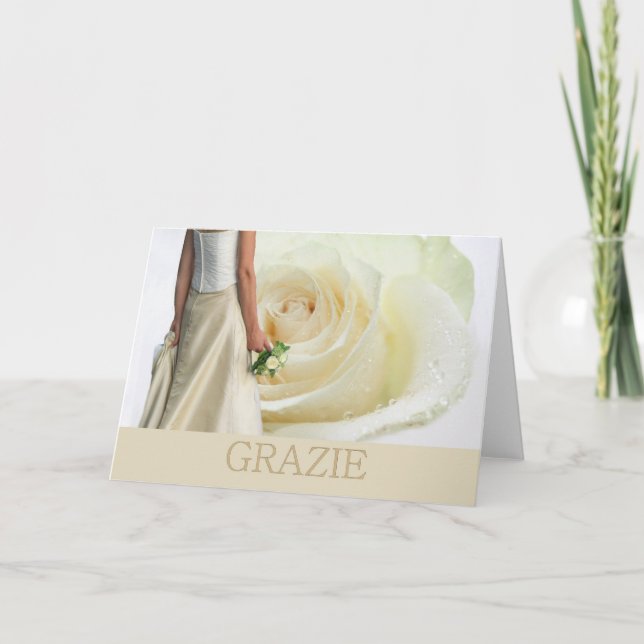 Tarjeta De Agradecimiento La boda italiana le agradece el rosa blanco y (Anverso)