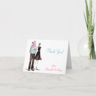 Tarjeta De Agradecimiento La boda junta su y la suya ducha le agradece las