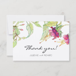 Tarjeta De Agradecimiento La boda moderna de las flores rosadas de Boho le