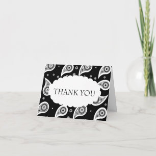 Tarjeta De Agradecimiento La boda negra y blanca de Paisley le agradece
