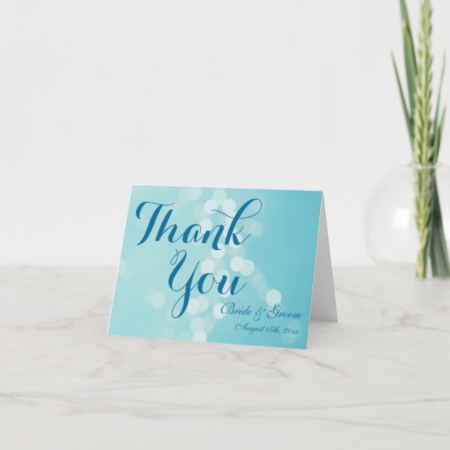 Tarjeta De Agradecimiento La boda personalizada azul de la aguamarina le (Anverso)