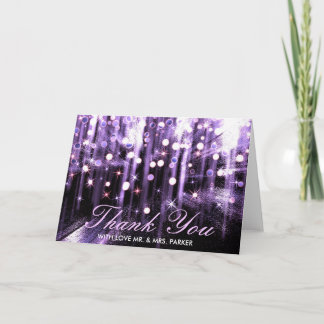 Tarjeta De Agradecimiento La boda púrpura del confeti de la chispa del