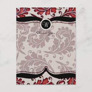Tarjeta De Agradecimiento La boda roja de Paisley del damasco le agradece