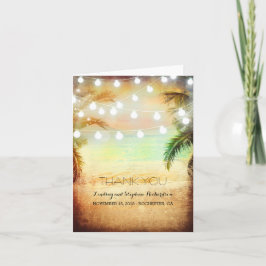 Tarjeta De Agradecimiento La boda romántica de la puesta del sol de la playa