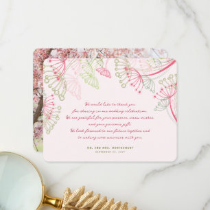 Tarjeta De Agradecimiento La boda rosada de la primavera de la flor de los