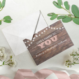 Tarjeta De Agradecimiento La boda rosada de las luces de Barnwood le