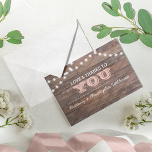 Tarjeta De Agradecimiento La boda rosada de las luces de Barnwood le