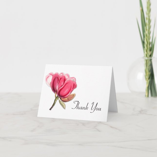 Tarjeta De Agradecimiento La boda rosada elegante de la magnolia le agradece (Anverso)