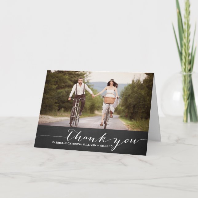 Tarjeta De Agradecimiento La boda rústica de la escritura blanca le agradece (Anverso)