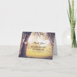 Tarjeta De Agradecimiento La boda rústica del corazón del árbol y de madera