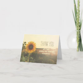 Tarjeta De Agradecimiento La boda rústica del girasol del vintage le