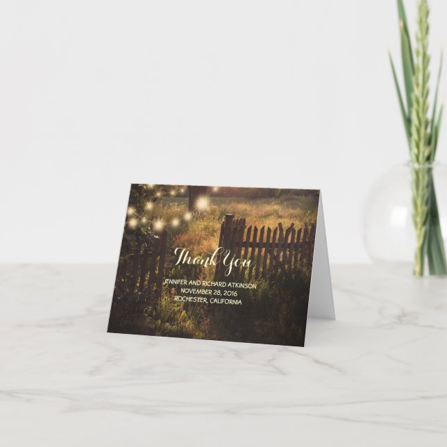 Tarjeta De Agradecimiento La boda rústica del país le agradece (Anverso)