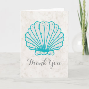 Tarjeta De Agradecimiento La boda rústica del Seashell de la turquesa le