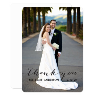 Tarjeta De Agradecimiento La boda simple de la escritura le agradece cardar