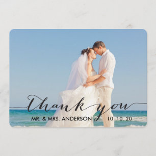 Tarjeta De Agradecimiento La boda simple de la escritura le agradece cardar