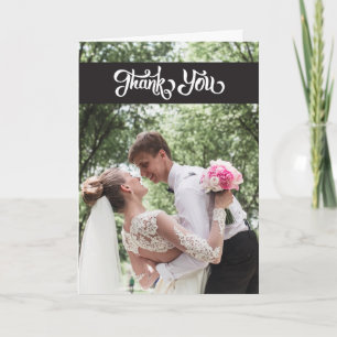 Tarjeta De Agradecimiento La boda simple de la escritura le agradece dobló