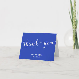 Tarjeta De Agradecimiento La boda simple del azul real le agradece las