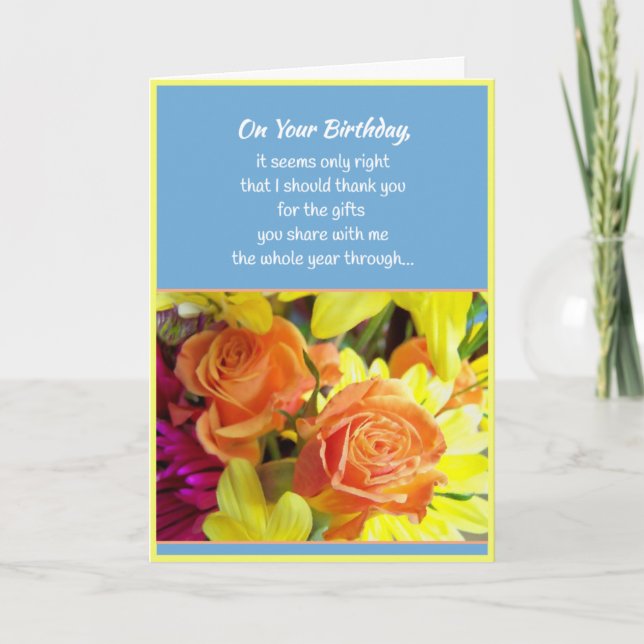 Tarjeta De Agradecimiento La bondad de tu corazón... Cumpleaños (Anverso)