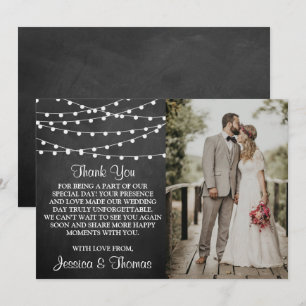 Tarjeta De Agradecimiento La Cadena Se Ilumina En La Colección Boda Chalkboa