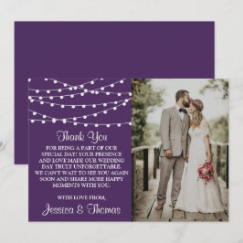 Tarjeta De Agradecimiento La Cadena Se Ilumina En La Colección Boda Púrpura