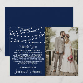 Tarjeta De Agradecimiento La Cadena Se Ilumina Sobre La Colección Boda Azul