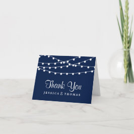 Tarjeta De Agradecimiento La Cadena Se Ilumina Sobre La Colección Boda Azul