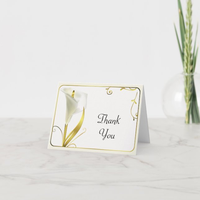 Tarjeta De Agradecimiento La cala blanca y de marfil elegante le agradece (Anverso)