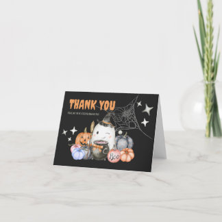 Tarjeta De Agradecimiento La calabaza de Baby Shower de Halloween Pequeño Bo