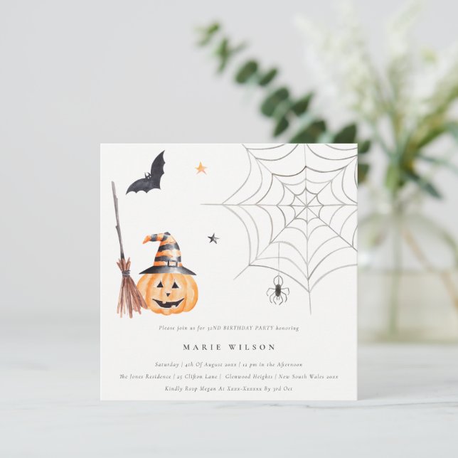 Tarjeta De Agradecimiento La Calabaza de Halloween Spooky Cualquier Invitaci (Anverso de pie)