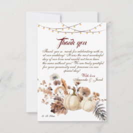 Tarjeta De Agradecimiento La calabaza pequeña está en camino al Baby Shower 