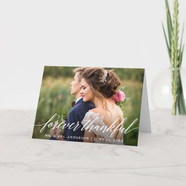 Tarjeta De Agradecimiento La caligrafía moderna para siempre un Boda agradec (Anverso)