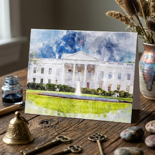 Tarjeta De Agradecimiento La Casa Blanca en Washington DC Acuarela