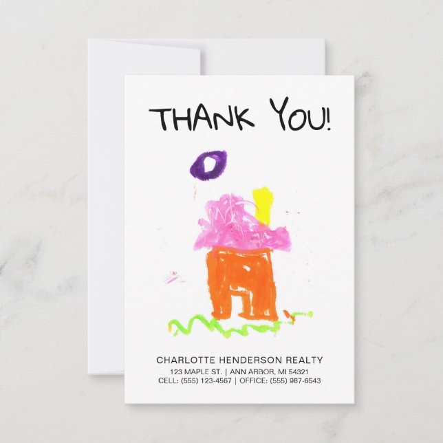 Tarjeta De Agradecimiento La casa de un personalizado que dibuja a un client (Anverso)