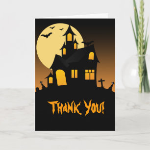 Tarjeta De Agradecimiento La casa encantada Halloween le agradece cardar