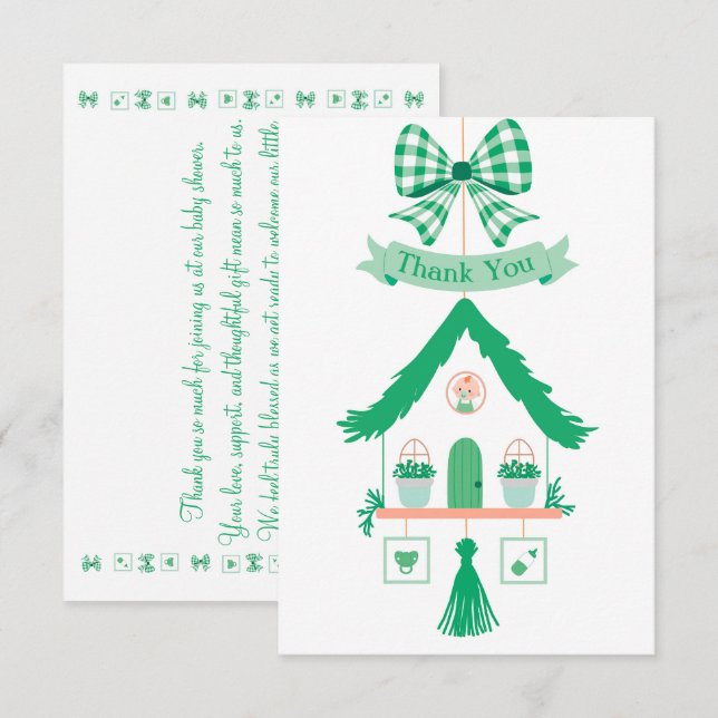 Tarjeta De Agradecimiento La Casa Verde Personalizada Gracias Baby Shower (Anverso / Reverso)