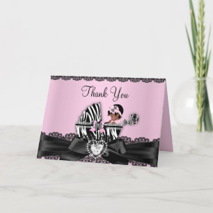 Tarjeta De Agradecimiento La cebra afroamericana Baby Shower le agradece