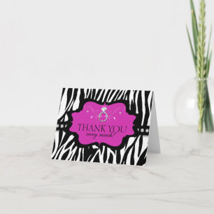 Tarjeta De Agradecimiento La cebra Bachelorette de Blingin le agradece