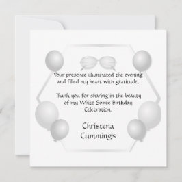 Tarjeta De Agradecimiento La Celebración de Cumpleaños de la Soirée Blanca