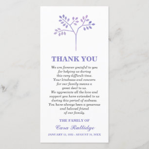 Tarjeta De Agradecimiento La ceremonia conmemorativa del árbol de la lavanda