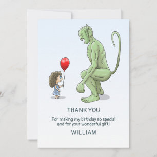 Tarjeta De Agradecimiento La chica y el gran duende verde