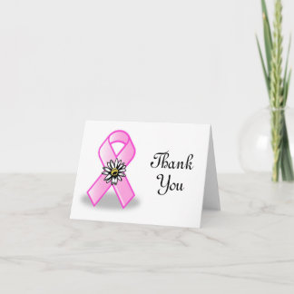 Tarjeta De Agradecimiento La cinta y la margarita rosadas le agradecen