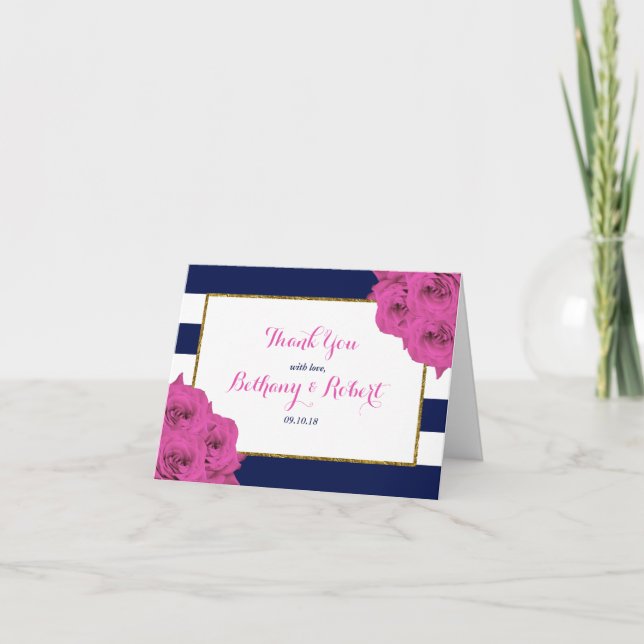 Tarjeta De Agradecimiento La Colección de Boda Chic Modern Luxe Rosas Rosada (Anverso)