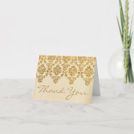 Tarjeta De Agradecimiento La Colección de Boda Damask Gold Vintage Glam