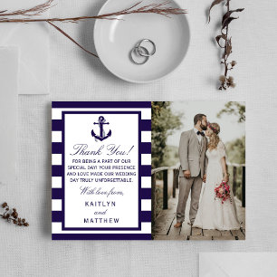 Tarjeta De Agradecimiento La Colección de Boda de Ancla Náutica con Rayas Na