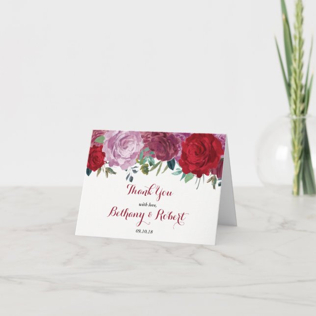 Tarjeta De Agradecimiento La Colección de Boda Floral Romántica (Anverso)