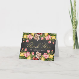 Tarjeta De Agradecimiento La Colección de Boda Vintage Floral Pizarra