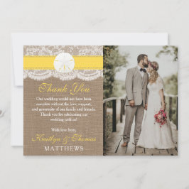 Tarjeta De Agradecimiento La colección de bodas de arena amarilla en la play