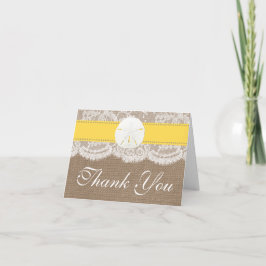 Tarjeta De Agradecimiento La colección de bodas de arena amarilla en la play