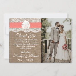 Tarjeta De Agradecimiento La colección de bodas de arena coral en la playa