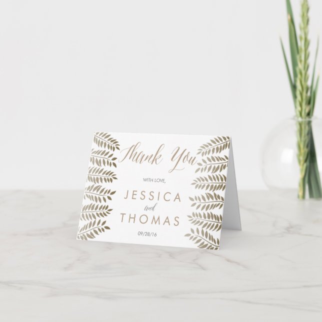 Tarjeta De Agradecimiento La colección de Bodas de Fern Woodland monocroma (Anverso)
